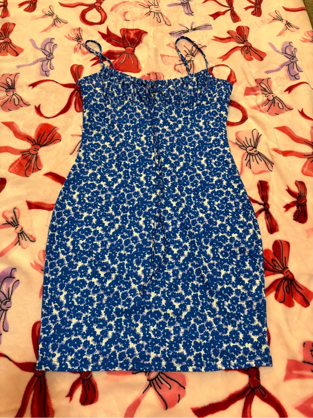 SHEIN Blue Floral Spaghetti-Strap Mini Dress